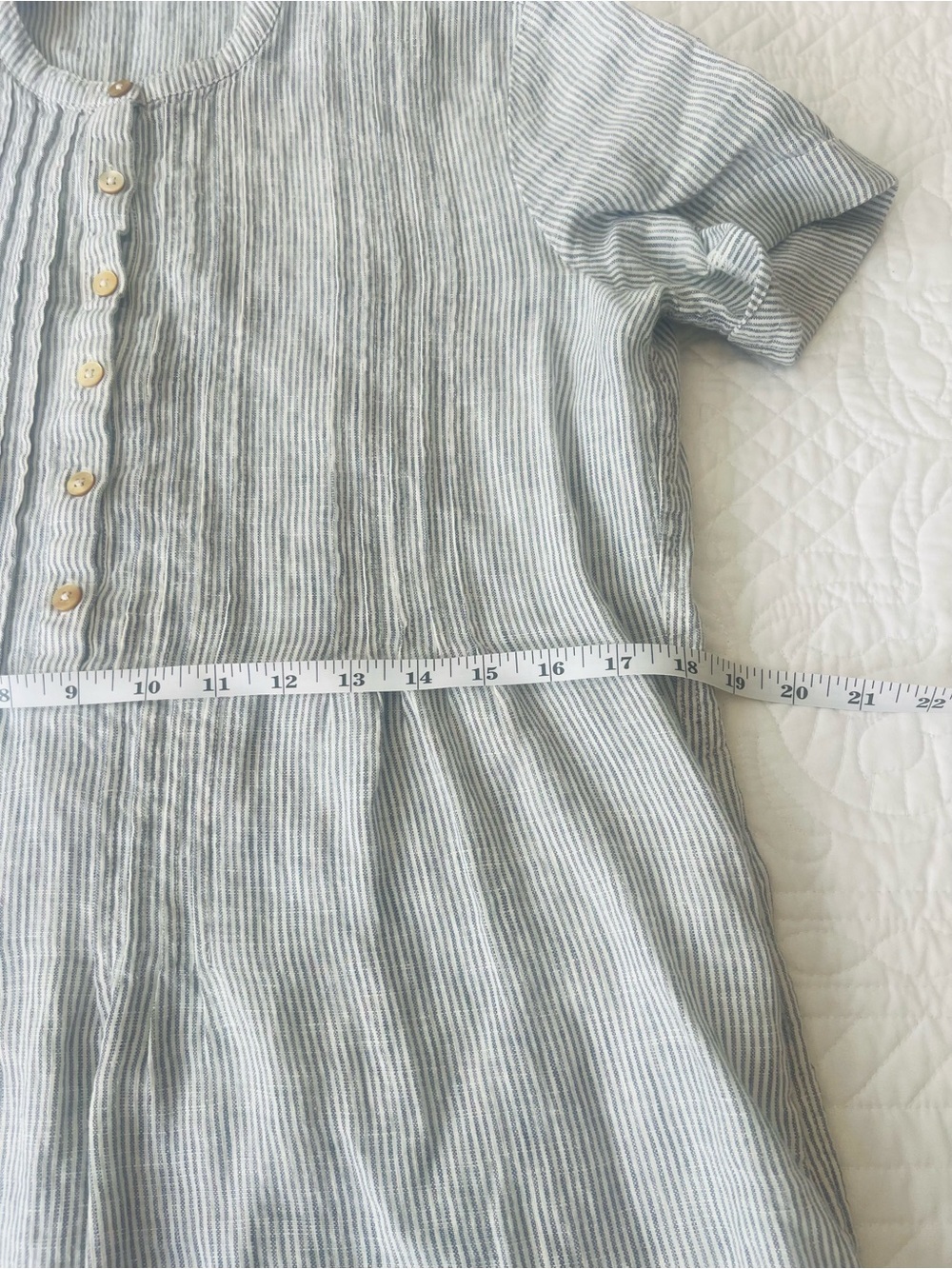 Quince 100% Linen Light Blue Striped Sleeveless Midi Dress - Picture 8 of 12